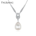 PAG&MAG Silver 925 Necklace Sterling Freshwater Pearls Jewelry Pendant Necklaces for Ladies 18k Gold