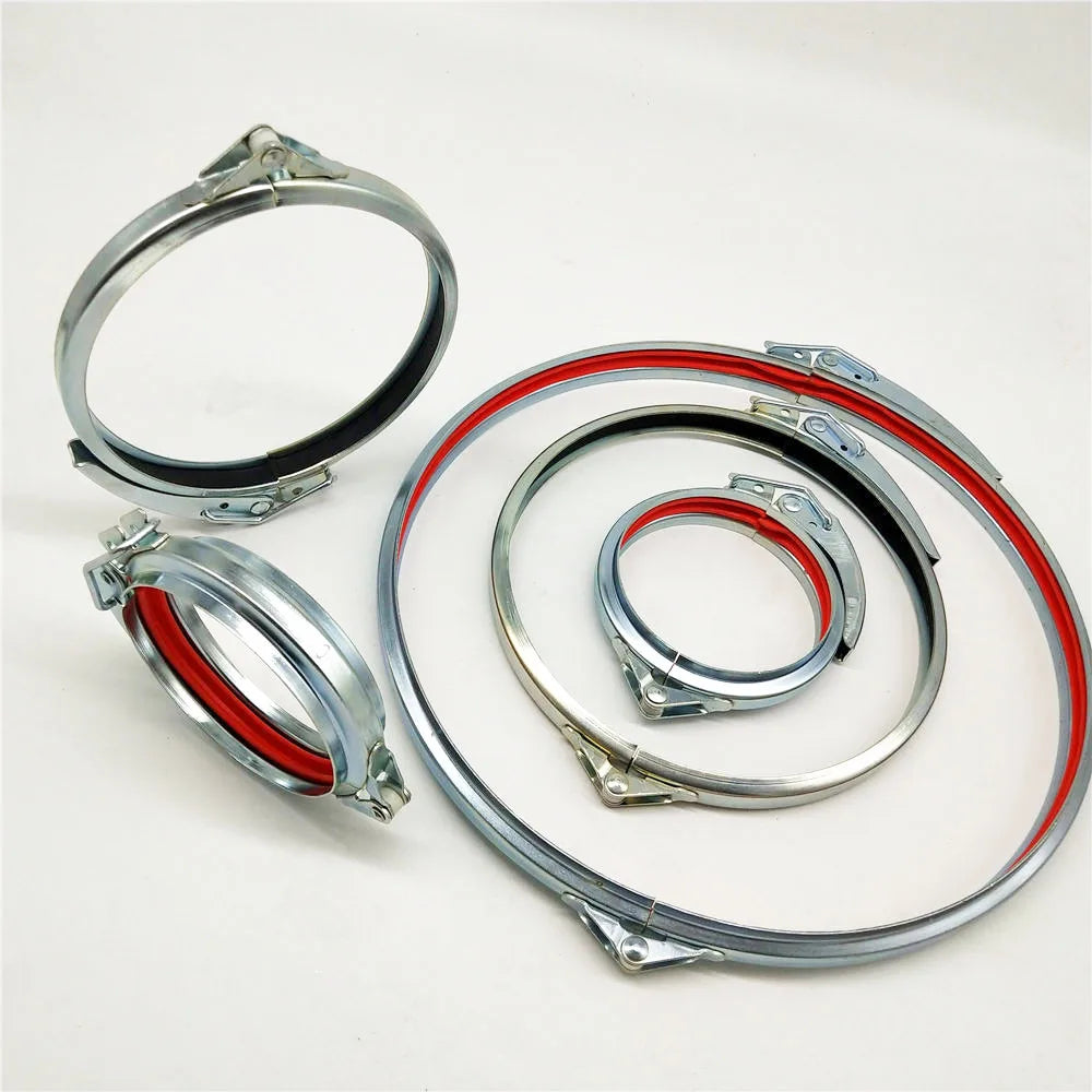 4" - 24"  Galvanised Pipe Quick Release Clamp sealed Rapid Lock Clamp for Flange Duct / Clip Pipe with 6mm Edge Dust Collection