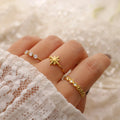 2025 New Octet Star Encrusted Diamond Open Titanium Steel Ring Does Not Fade the Color Niche Everything High-grade Retro Ring