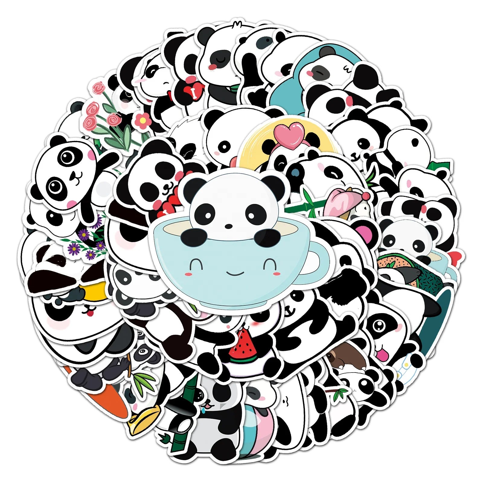 50Pcs China Bear Panda Cute Sticker for Children Home Fridge Bottles Book Luggage Laptop Gifts Graffiti Stickers Label