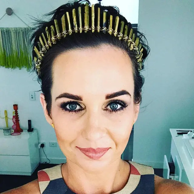 DIY Summer Welcomed Colorful Gold Gemstone Crown Hairband Gold Line Hand Customized Hair Band