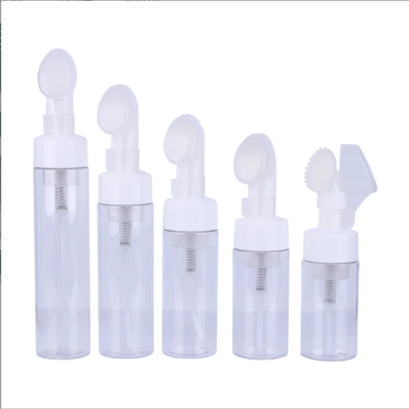 Multi Specification Cleaning Foam Plastic Bottle Free Sample Face Wash Foam Pump Bottle Custom Plastic PET Bottle with Brush