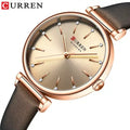 CURREN 9081 Fashion Simple Ladies WristwatchWomen Watch Top New Luxury Gold Female Waterproof Clock Genuine Leather Bracelet G