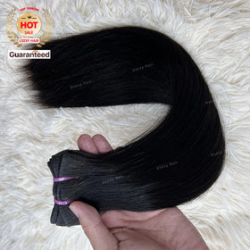 Raw Hair Bundles Bone Straight Machine Weft Super Double Drawn Black Color Nigerian Hair Vietnamese Human Hair Bundles