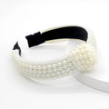 Wholesale Womens Fashion Hair Accessories Wide Polyester Cloth Cross Knot Pearl Hairband Headbands for Girls Daily Use