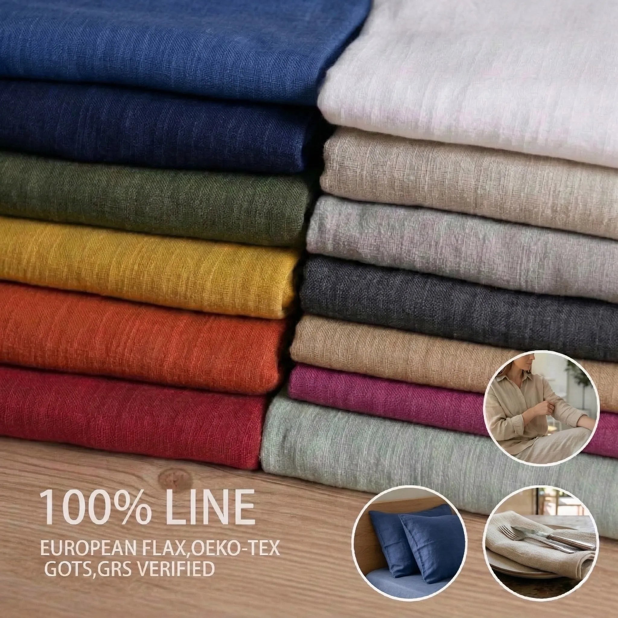 Factory Direct Organic Woven 100% Pure Linen Fabric Natural Washed Linen Textile Yarn Dyed Flax for Clothes Garment Shirts Dress