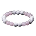 Set Bracelet Couples Distance 8mm White Natural Rose Quartz Beaded Yoga Beaded Bracelets Set for Men Women Elastic Rope Jewelry