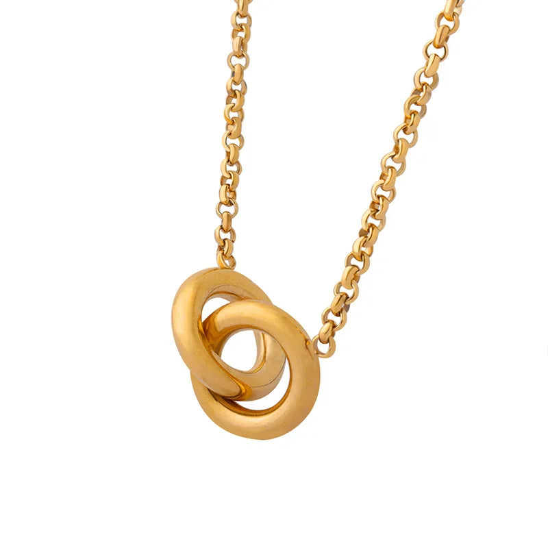 Custom Elegant Fashionable Stainless Steel 18K Gold Plated Hook-Ups Pendant Long Necklace for Girlfriend Gift