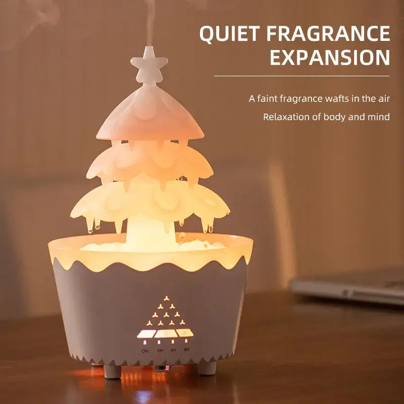 250ml Lucky Christmas Tree Cute Air Humidifier Drop Raining Sleep Home Ultrasonic Colorful Atmosphere Lighting Aroma Diffuser