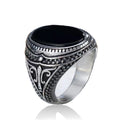 Xingbadu 316L Stainless Steel Rose Gold Plated Lab Created Black Natural Onyx Geometric Handmade Punk Style Vintage Daily Rings