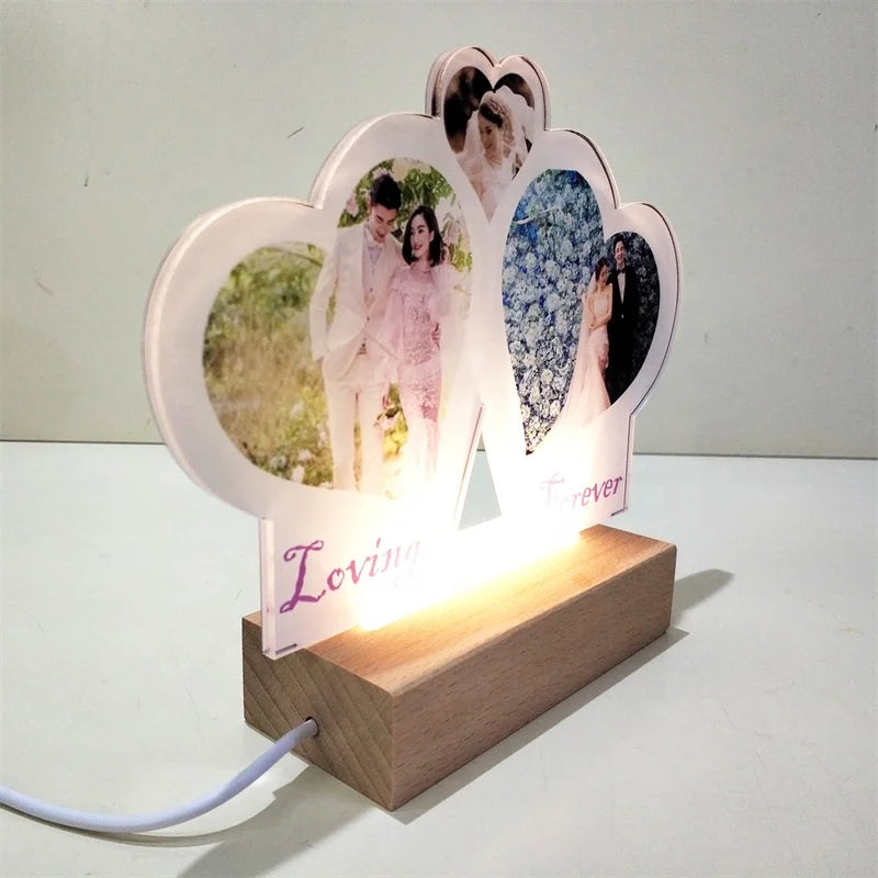 Custom Printing Night Lamp Sublimation Acrylic Blanks Lamp With USB Lamp Stands