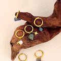 None Tarnished Jewelry Pearl Octagon Star Hoop Earrings 18K Gold Plated Natural Stone Eight Mang North Star Pendant Earring