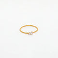 High End 18K Plain Gold Rectangle Zirconia Dainty Rope Rings Stainless Steel Trendy Simple Gold Plated Jewelry