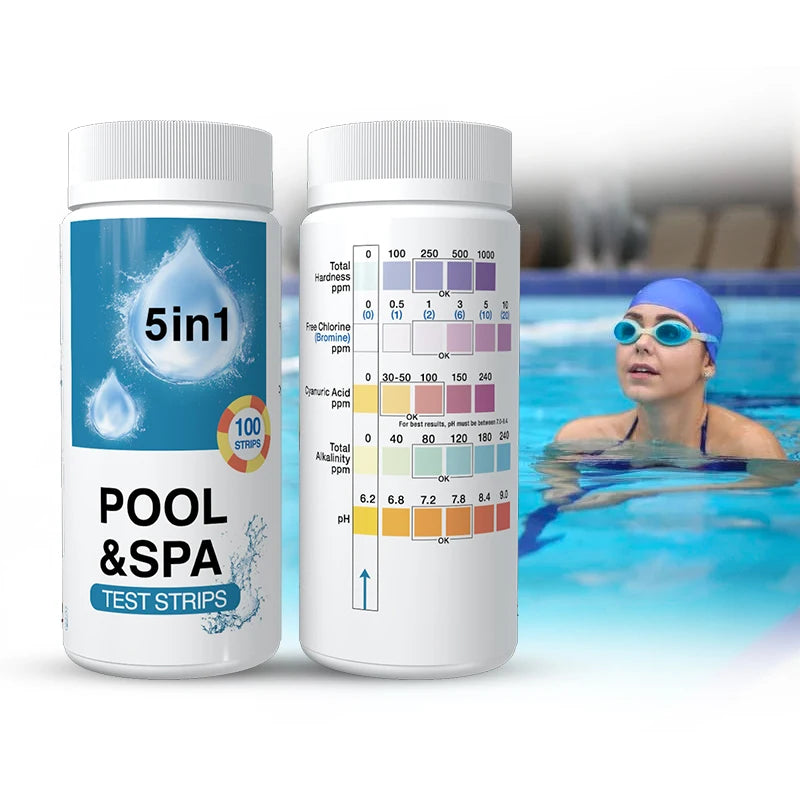 5 in 1 Swimming Pool Water Test Strips Water Test Kit for Spa and Hot Tube