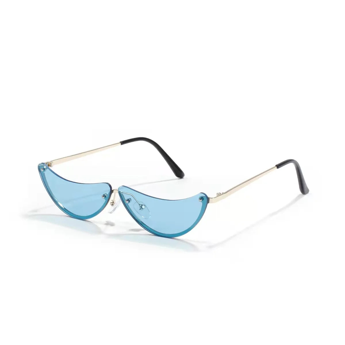 2024 Women's Fashion Half-Glasses Frame Moon Shape Rimless Sunglasses with Print Wholesale Eyeglasses and Sun Glasses