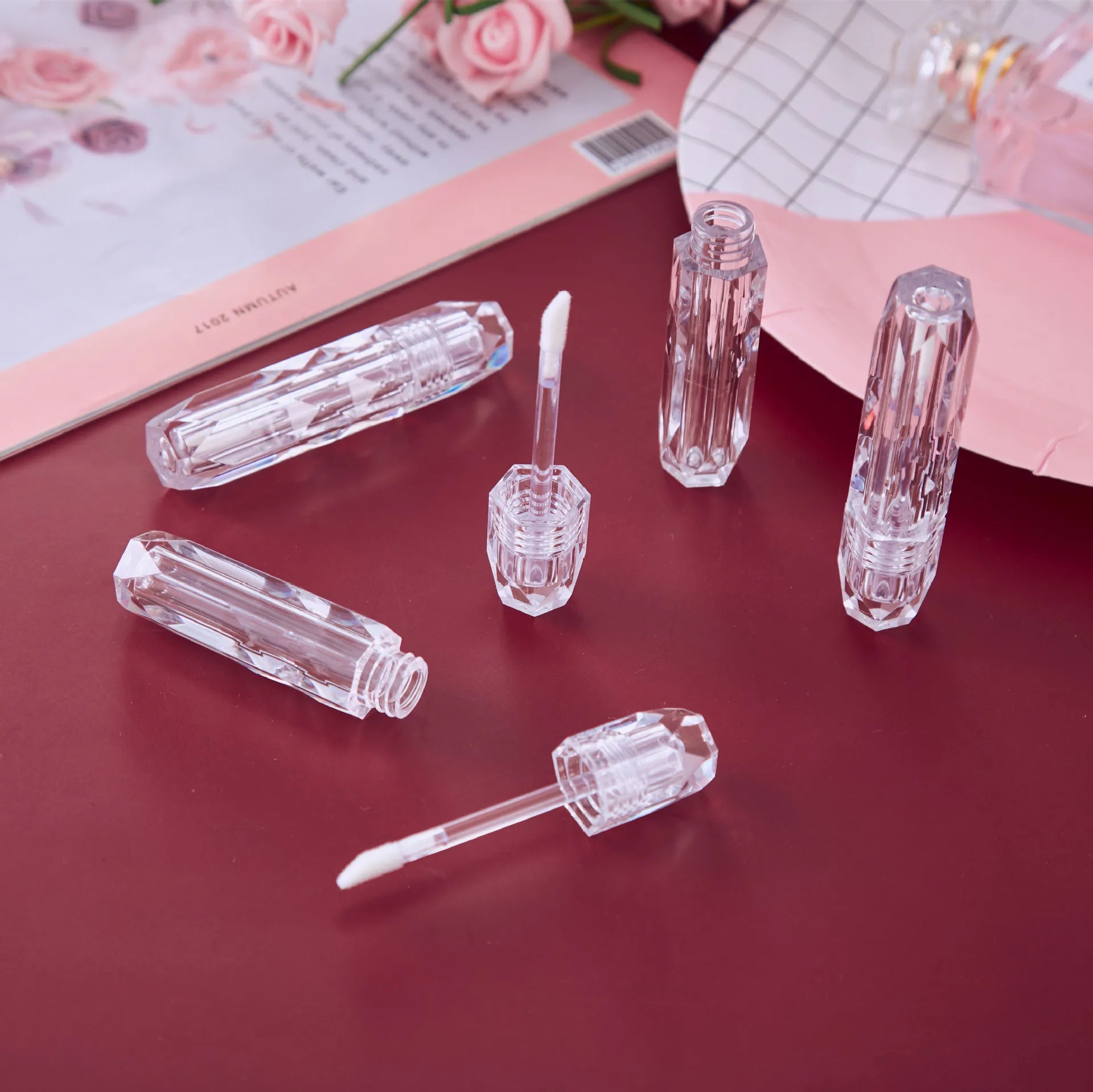 2.5ml Small Transparent Diamond Shape Lip Gloss Tube Cosmetic Lip Gloss Bottle