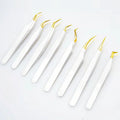 Wholesales Fiber Tip Tweezers Volume False Eyelashes Tools Applicator 75 Degree Diamond Grip Eyelash Extension Tweezer