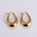 Trendy Gold Plated Stainless Steel Chunky Oval Hollow Hoop Earrings Hypoallergenic Geometric Pattern for Women