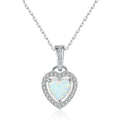 Wholesale Rhodium Plated Heart Shape Zirconia Stone Classic White Synthetic Zircon Pendant Necklace for Wedding Engagement