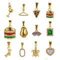 Custom Wholesale 18k Gold Plated DIY Accessory Hamburger Pizza Hanger Cup Cowboy Hat Pendant Designer Charms Pendant for Women
