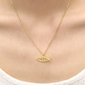 Non Tarnish 18k Gold Plated Jesus Fish Necklace Fashion Stainless Steel Religious Christian Fish Symbol Jewelry for Women Girls