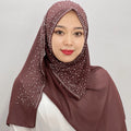 Lady Solid Color Instant Hijab With Sequins Breathable Turqu Women Graceful Wholesale Muslim Scarf Hijab Dresses Women Turkey