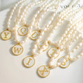 Elegance Shell Letter Pendant Necklace Stainless Steel 18k Gold Plated Jewlery Freshwater Pearl Necklace