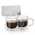 Custom Logo Double Wall Glass Cup Heat Insulated Coffee Cup Clear Transparent Glass Cup With Handle