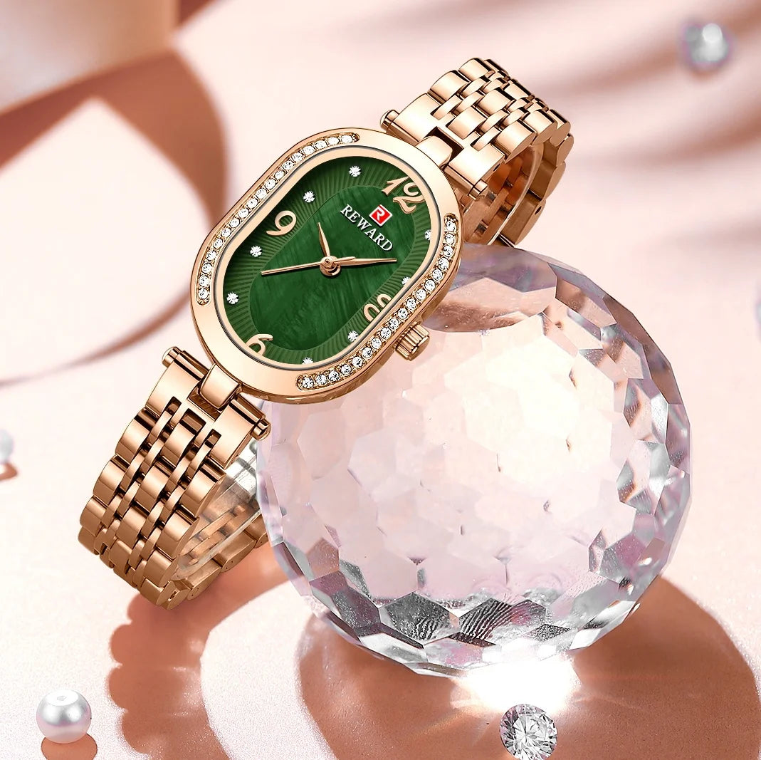 Best Seller Wrist Watch for Women China Manufacturer Rose Gold Oval Fashion Diamond Luxury Women Watch Montre Femme