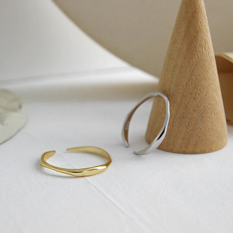 WMJA366 18K Gold Plated Skinny Thin Irregular Stacking Ring Knuckle Band Ring in Gold Silver Minimalist Jewelry for Women Girls