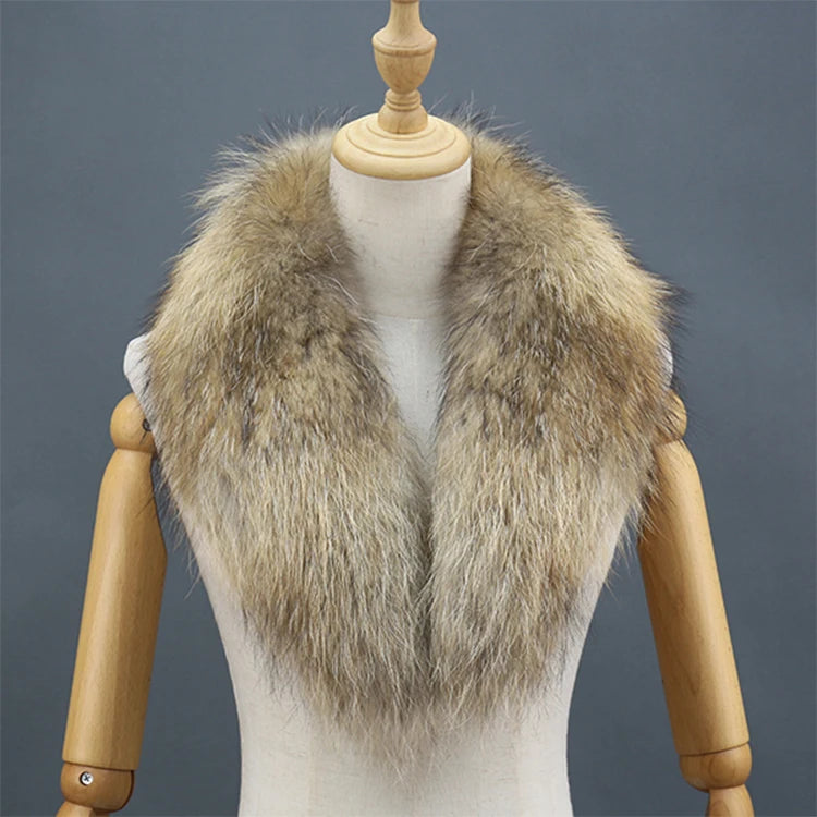 Creative Style Natural Raccoon Fur Scarf With Rabbit Fur Real Animal Fur Collar/Shawl MegaBDM