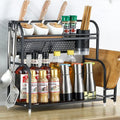 Kitchen 2-Layer Stainless Steel Multi-Function Rack Organizer Black Independent Spice Shelf Stand for Salt and Spice Storage