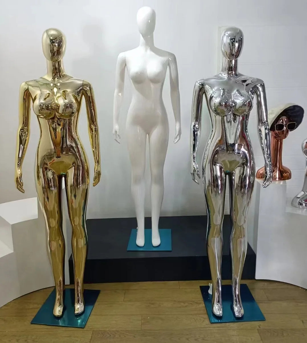 Plastic Brazilian Female Plus Size Curvy Full-Body BBL Mannequin Electroplated Gold Silver Brilliant White Options Available