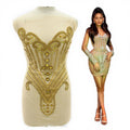 WDP-398 Wholesale Handmade Beautiful Gold Rhinestone Fabric Bodice for Wedding Dress