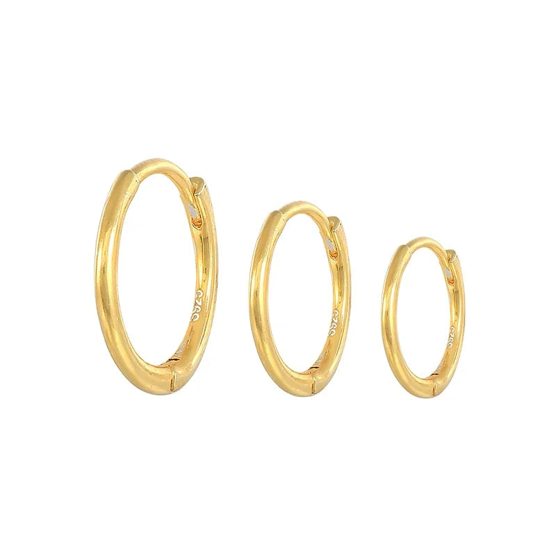 3pcs/Set Basic Thin Classic Simple 925 Sterling Silver Huggie Earing  Fashion Jewelry