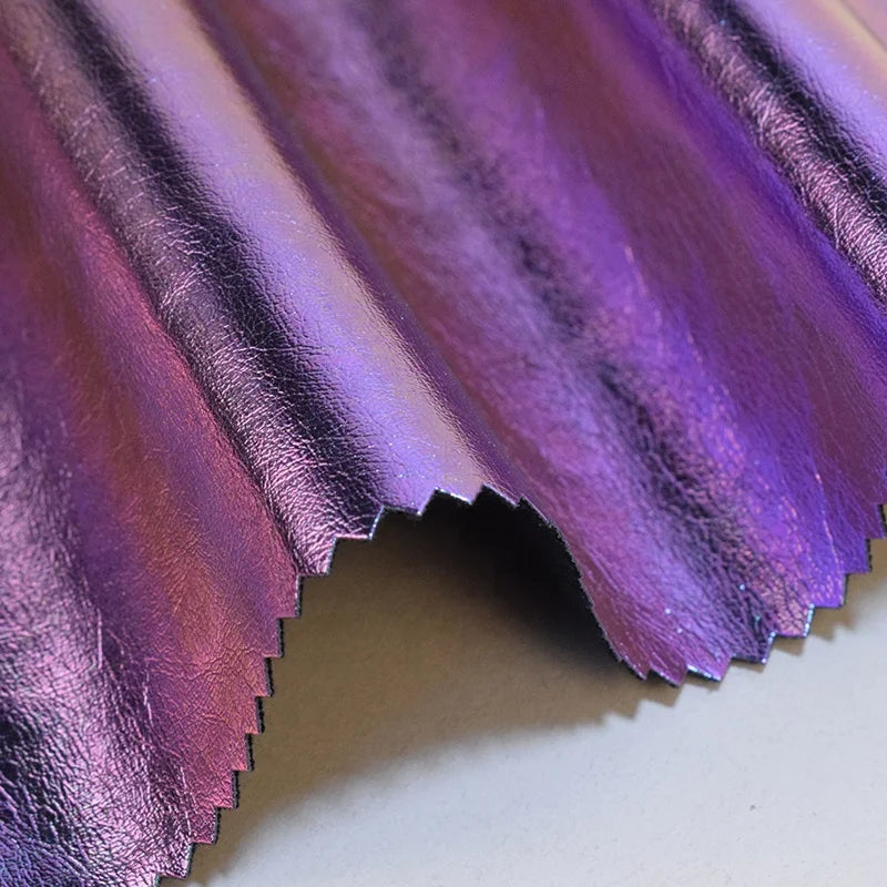 PFAS FREE Iridescent PU Metallic Imitation Holographic Leather Fabric Customized Color Dress Skirts Garments Gloves Accessories