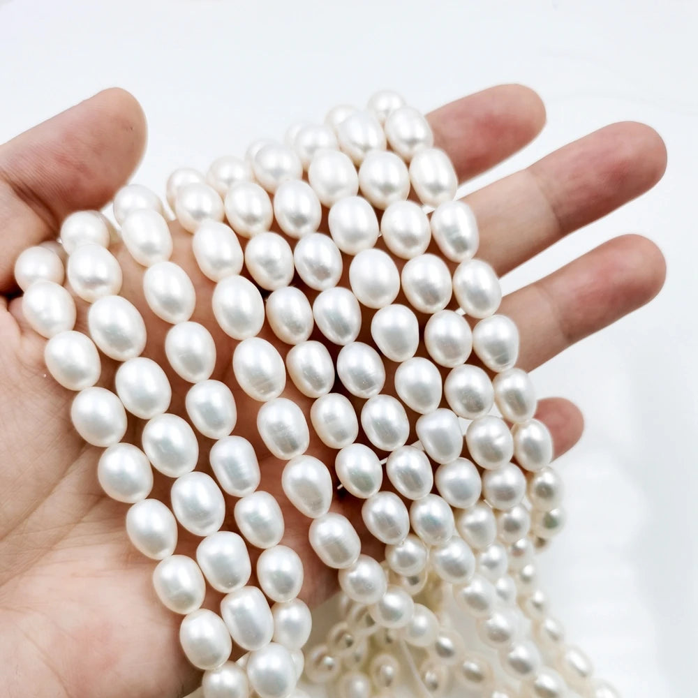 100% Natural Rice Shape Genuine Fresh Water Pearl 8mm 5A White Loose Wholesale Size Pearls for Jewelry DIY Bracelet Necklace