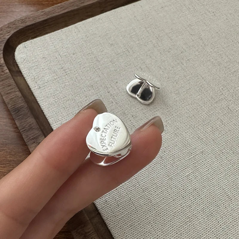 Fine Jewelry Zircon Earring Sterling Silver Stamped 925 Sterling Silver Heart Shape Huggie Earring