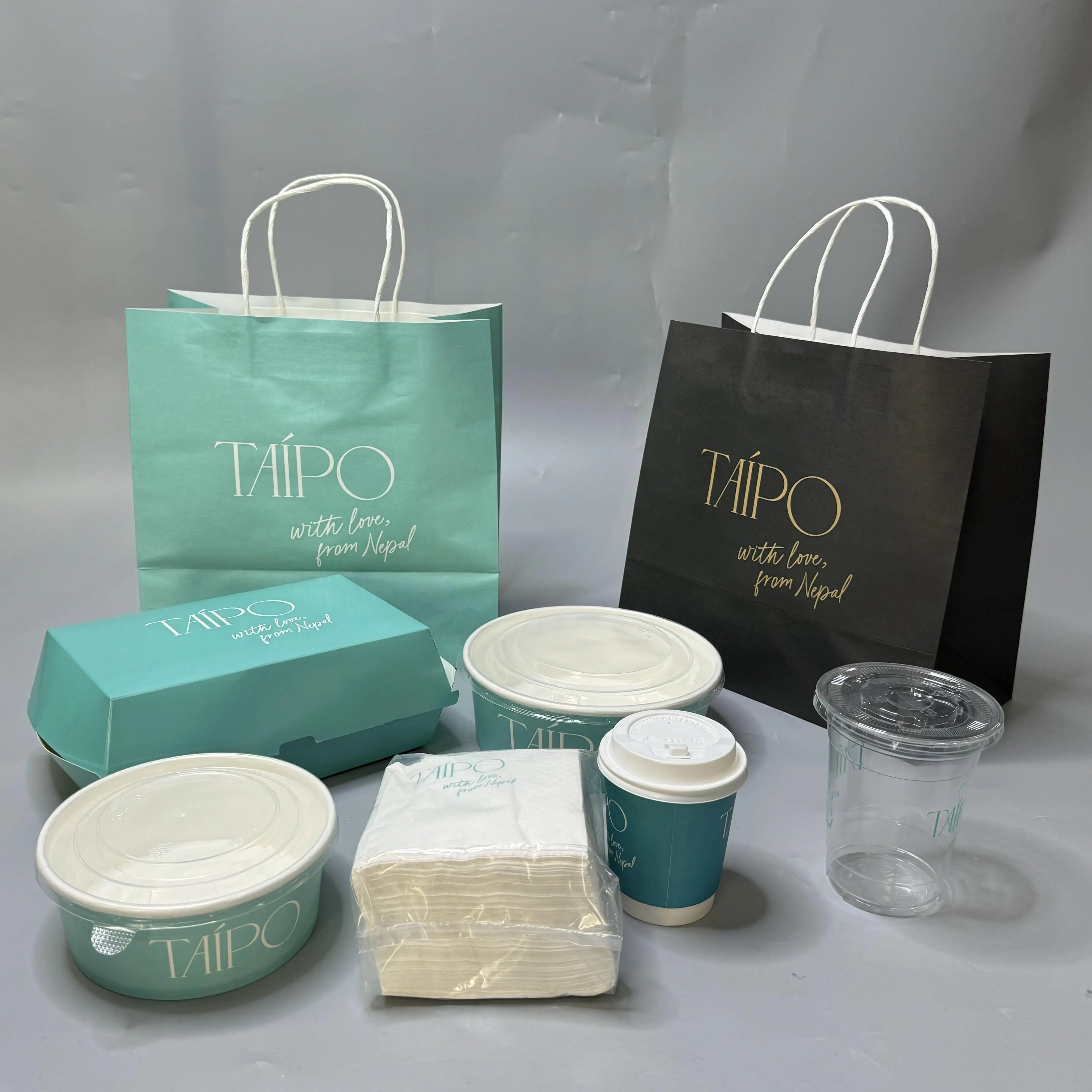 Kraft Paper Food Container with Custom Logo Printing 12oz Biodegradable Food Container for Salad Craft Use Printed PE Coat