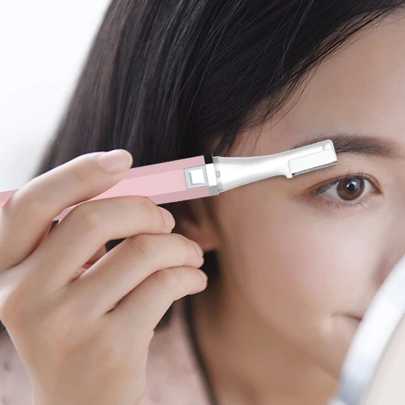 Wholesale Custom Automatic Electric Women Eyebrow Trimmer Twin Squared Blade Scissors Razor USB Charging ABS Material