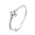 New Design Sterling Silver Flower Shape Rings Small CZ 925 Silver  Ring Women Wedding Ring