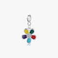 925 Sterling Silver Cute Rainbow Flower Pendant Fine Jewelry Fit DIY Making Charms Bracelet Necklace for Women