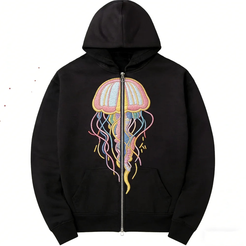 Men's Heavyweight 100% Cotton Zipper-Up Hoodie 500Grams Custom Logo Embroidered DTG Printed Enzyme Wash Eco-Friendly Autumn