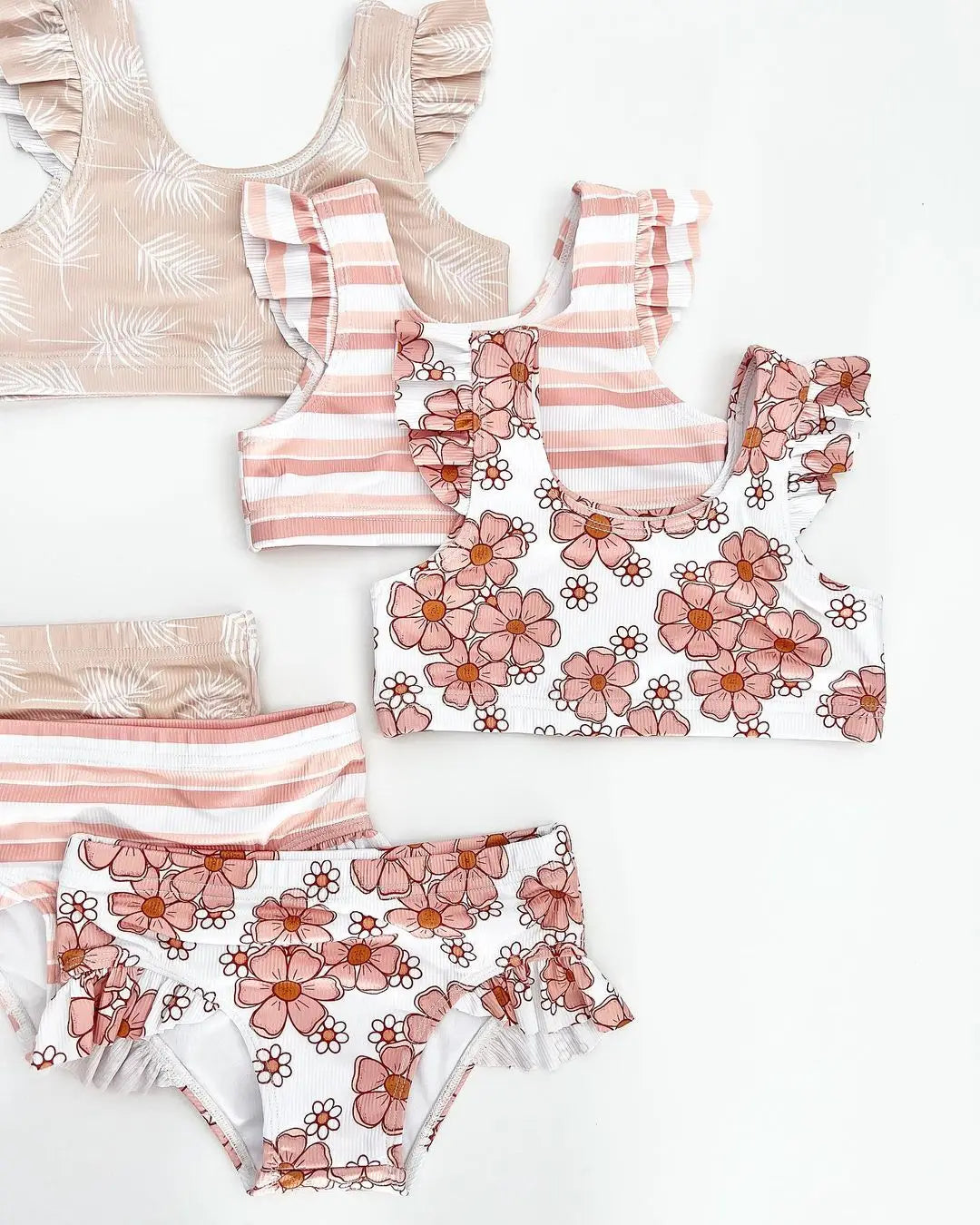 Hot Selling Custom Design Toddler Girls Two Piece Swimwear Set Print Spandex/Nylon Cute Rveste Bshortsar Swimdress Support