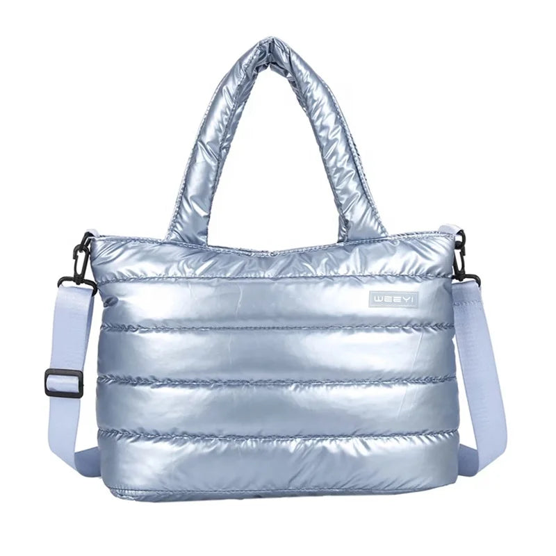 CHANGRONG Custom Fashion Casual Polyester Puffy Tote Quilted Shoulder Handbag Zipper Hasp Closure Comfortable Durable Blank