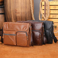 Custom Men Leather Crossbody Bag Purse 9.7 Inch Tablet Messenger Bag Genuine Leather Men Shoulder Bag