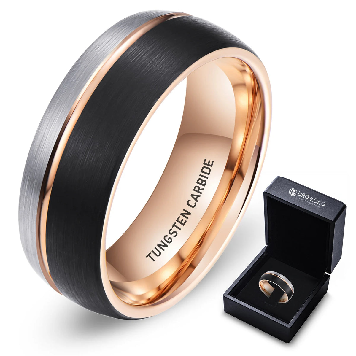 Retail Wedding Rings Couple Tungsten Carbide 8MM Ring Gold Men Fine Jewelry Rings MegaBDM