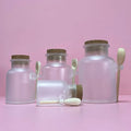 Bath Salt Glass Bottle 100g200g300g500g with Cork and Spoon Frost Storage Can