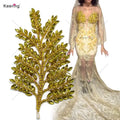 WHD-066 Wire Work Fashion Applique Patch 3D Big Rhinestone Floral Flower Applique Leaves for Dresses Decoration