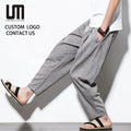 Clearance Sales Men's Chinese Style Streetwear - Summer Linen Wide Leg Pants Loose Fit Plus Size Casual Trousers